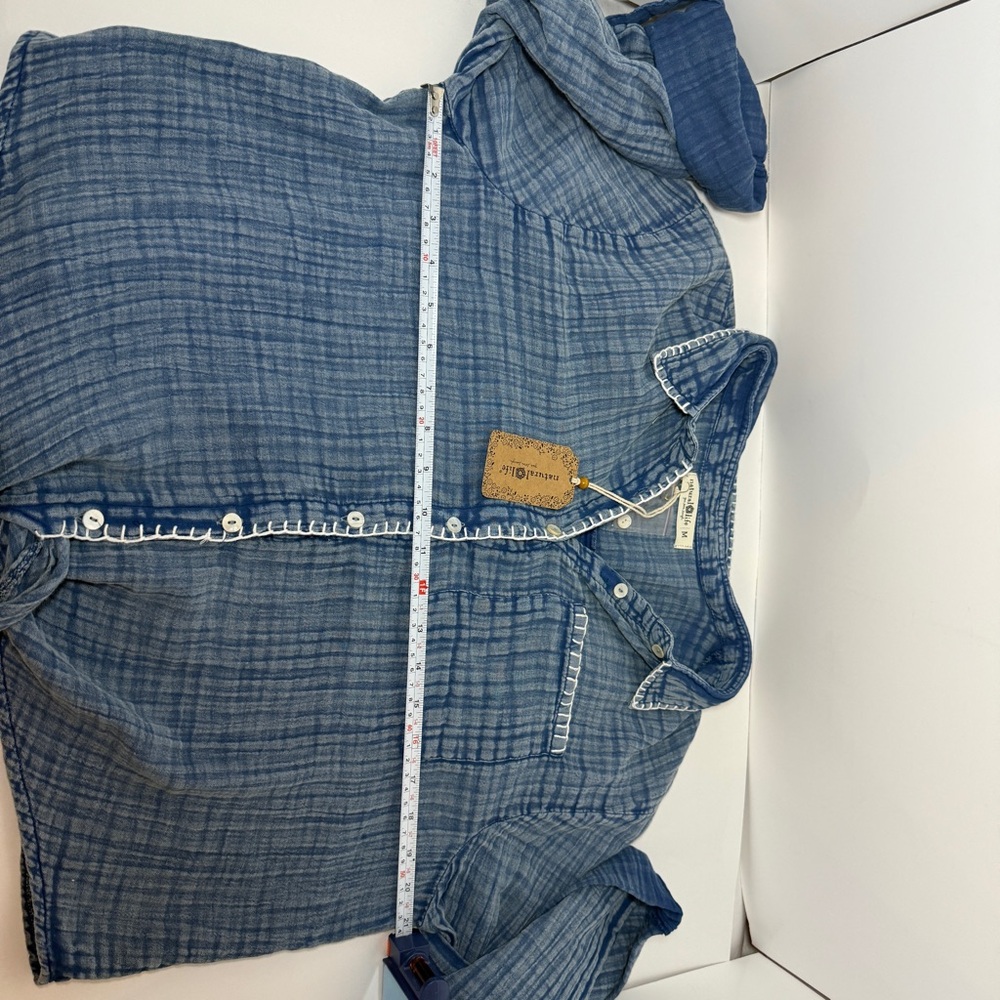 NWT Natural Life Blue Shirt with White Trim - Picture 6 of 8